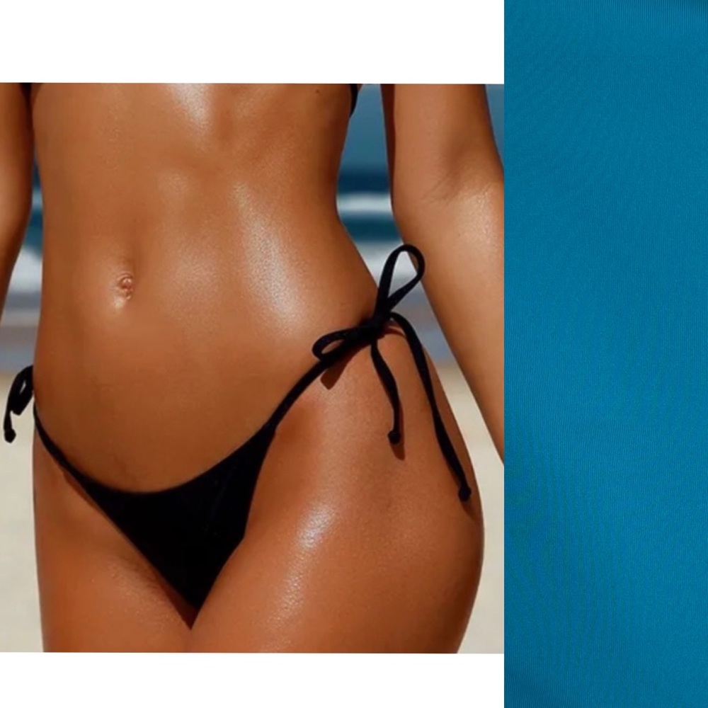 Victoria Secret Blue Cheeky Side Tie Classic Bikini Bottom Size L Sexy NWOT